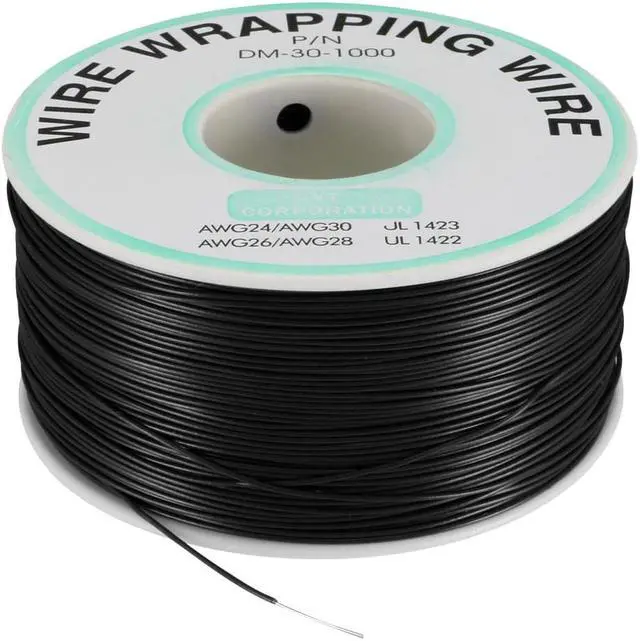 Main image of OK Wire Tin Plated Copper Cord Wire Wrapping P/N 30 AWG 820ft Length Black