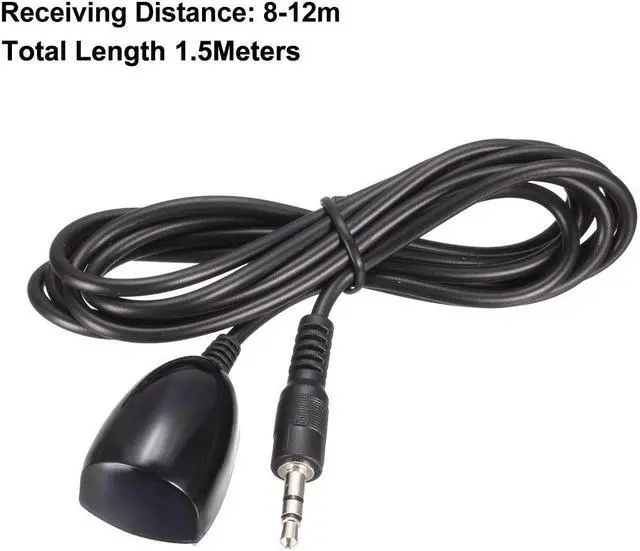 Alt view image 2 of 3 - IR Infrared Receiver Extender Cable 3.5mm Jack 1.3meters Long 10-15m Receiving Distance Black Head 2pcs