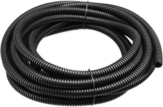 Main image of Corrugated Tube Conduit PP Polyethylene Tubing Flexible Pipe Hose Black 7mm Inner Dia 10mm Outer Dia. 4.6M Long