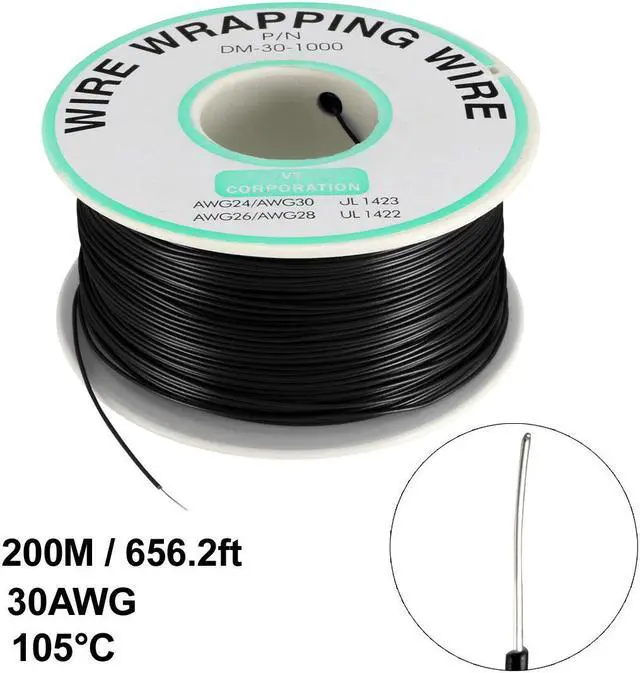 Alt view image 2 of 3 - Wrapping Wire Tin Plated Copper Wire P/N 30 AWG 200M Length Black