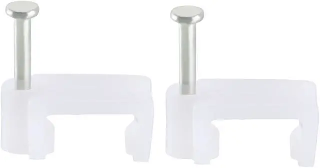 Alt view image 2 of 3 - 200pcs Flat Cable Clip Nail Coaxial Tacks Wire Clips 10mm White