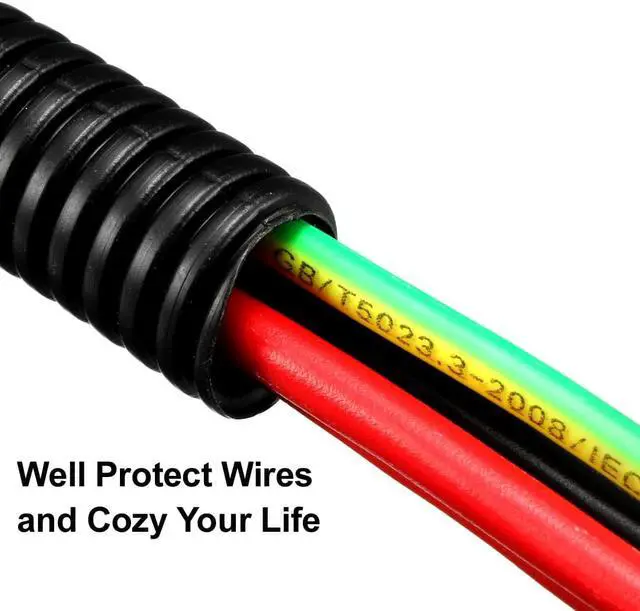 Alt view image 3 of 5 - Corrugated Tube Conduit PP Polyethylene Tubing Flexible Pipe Hose Black 7mm Inner Dia 10mm Outer Dia. 4.6M Long