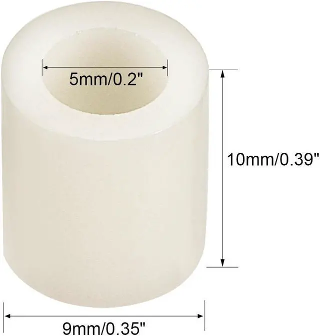 Alt view image 4 of 6 - Round Spacers Washers for M5 Screws ABS OD 9mm, ID 5mm, Height 10mm 1000pcs