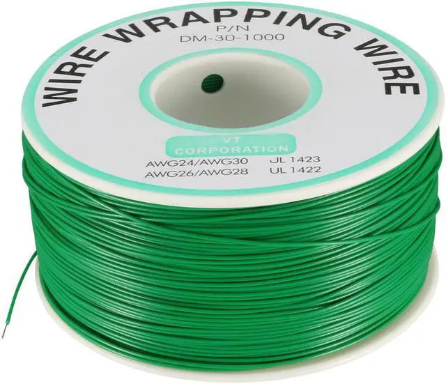 Main image of OK Wire Tin Plated Copper Cord Wire Wrapping P/N 30 AWG 820ft Length Green