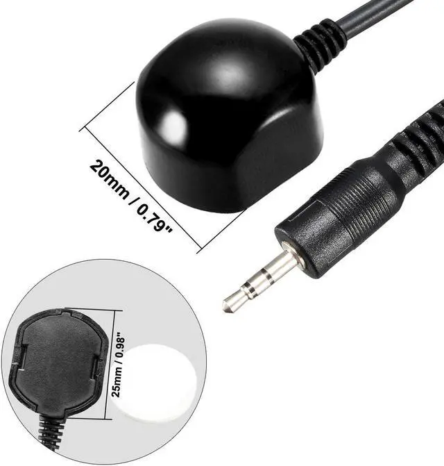 Alt view image 3 of 3 - IR Infrared Receiver Extender Cable 2.5mm Jack 2m Long 10-15m Receiving Distance Black Head 2pcs