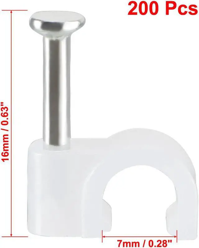 Alt view image 2 of 3 - 200pcs Wall Mount Coax Electric Cable Wire Clip Fastener Saddle 7mm Width White Nylon
