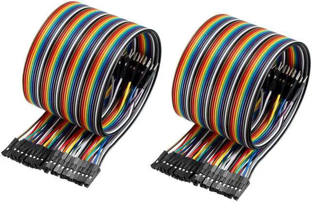 Main image of Male to Female 40P Jumper Wire 2.54mm Pitch Ribbon Cable Breadboard DIY 50cm Long 2pcs