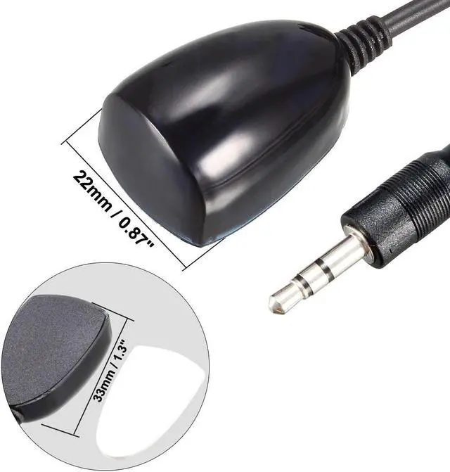 Alt view image 3 of 3 - IR Infrared Receiver Extender Cable 3.5mm Jack 1.3meters Long 10-15m Receiving Distance Black Head 2pcs