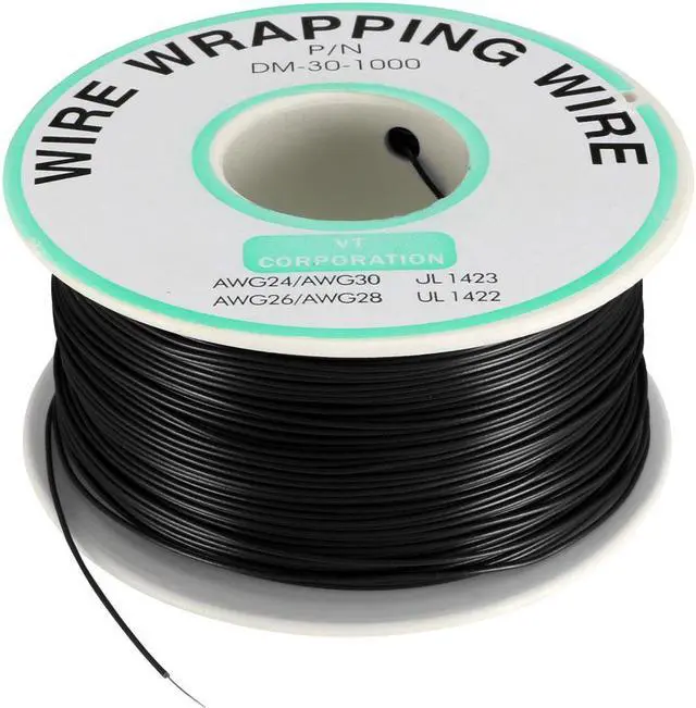Main image of Wrapping Wire Tin Plated Copper Wire P/N 30 AWG 200M Length Black