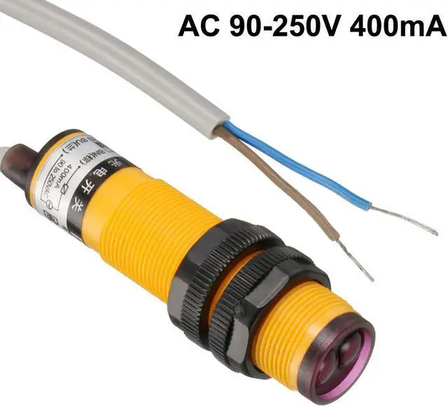 Alt view image 2 of 5 - 10cm Inductive Proximity Sensor Switch Detector NO AC 90-250V 400mA 2-wire E18-DS10KA