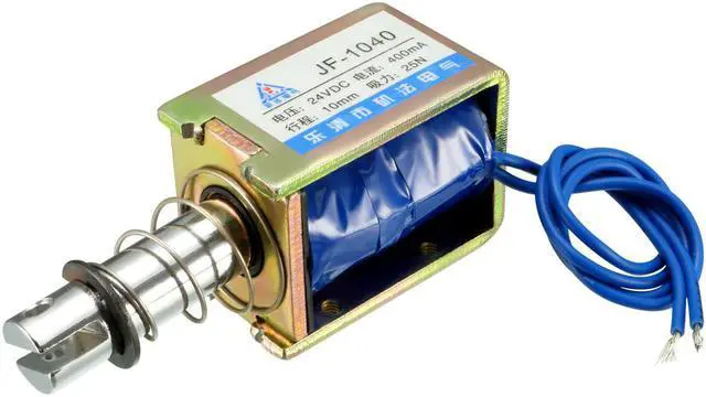 Main image of JF-1040 DC 24V 400mA 9.6W 1.8N 10mm Pull Type Linear Motion Solenoid Electromagnet