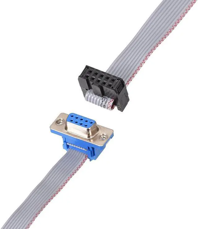 Alt view image 5 of 5 - IDC Wire Flat Ribbon Cable DB9 Female to FC-10 Female Connector 2.54mm Pitch 20cm Length , 2pcs