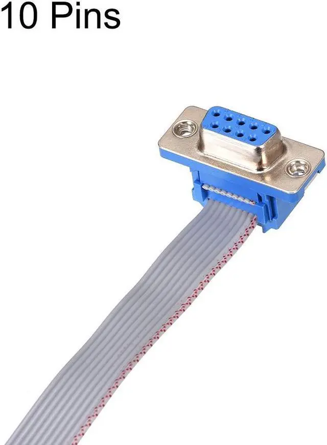 Alt view image 2 of 5 - IDC Wire Flat Ribbon Cable DB9 Female to FC-10 Female Connector 2.54mm Pitch 20cm Length , 2pcs