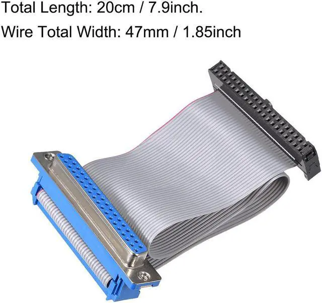 Alt view image 4 of 5 - IDC Wire Flat Ribbon Cable DB37 Female to FC-40 Female Connector 2.54mm Pitch 20cm Length