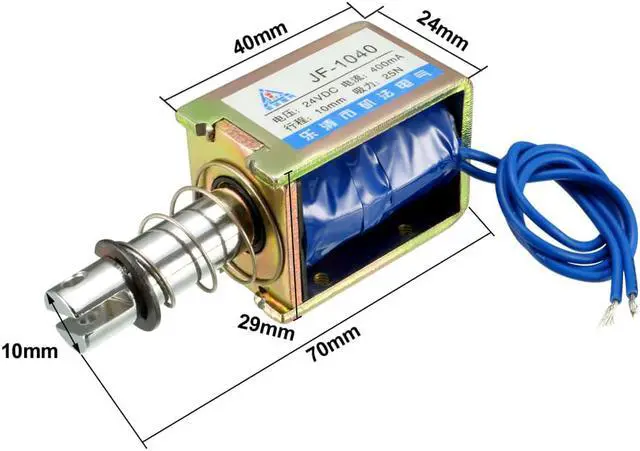 Alt view image 2 of 5 - JF-1040 DC 24V 400mA 9.6W 1.8N 10mm Pull Type Linear Motion Solenoid Electromagnet