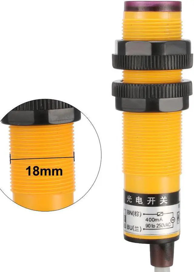 Alt view image 4 of 5 - 10cm Inductive Proximity Sensor Switch Detector NO AC 90-250V 400mA 2-wire E18-DS10KA