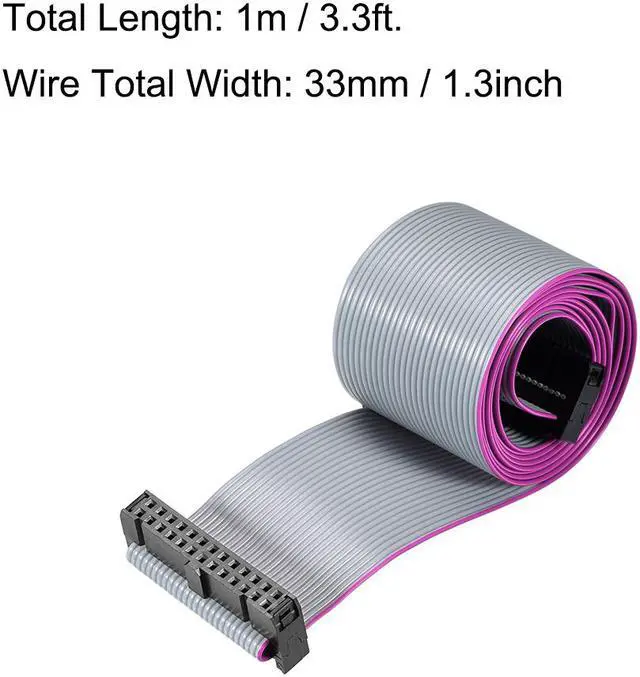 Alt view image 4 of 5 - IDC Wire Flat Ribbon Cable FC/FC Connector A-type 26 Pins 2.54mm Pitch 1m Length Gray