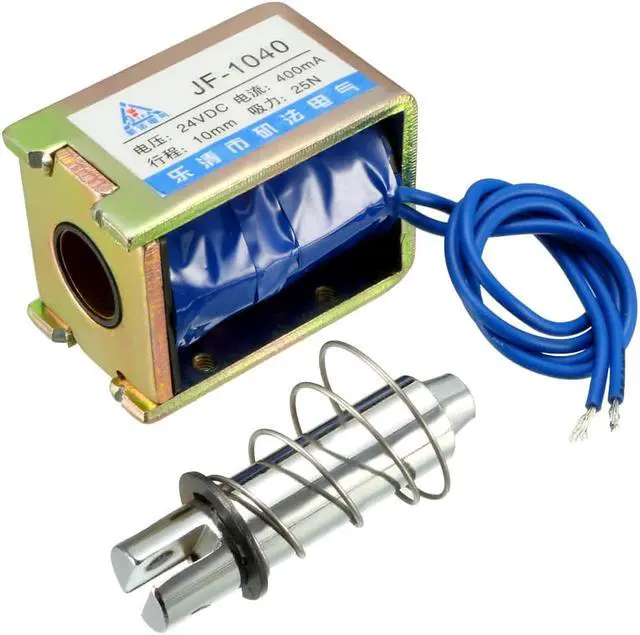 Alt view image 3 of 5 - JF-1040 DC 24V 400mA 9.6W 1.8N 10mm Pull Type Linear Motion Solenoid Electromagnet