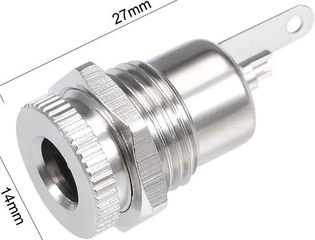 Alt view image 2 of 4 - 5Pcs Panel Mount DC Connector Power Jack Audio Video Socket Female 5.5mm x 2.5mm Silver Tone