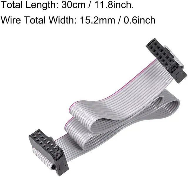 Alt view image 4 of 5 - IDC Wire Flat Ribbon Cable FC/FC Connector A-type 12Pins 2.54mm Pitch 30cm Length Gray
