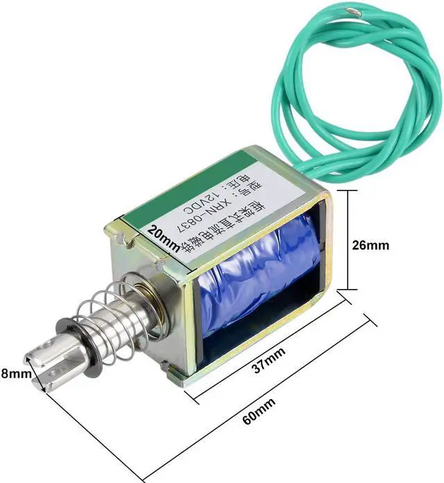 Alt view image 2 of 5 - XRN-0837 DC 12V 20N 10mm Pull Type Open Frame Solenoid Electromagnet