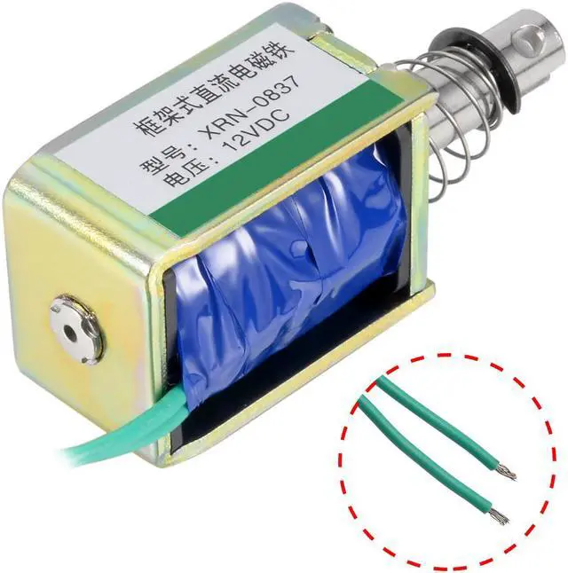Alt view image 5 of 5 - XRN-0837 DC 12V 20N 10mm Pull Type Open Frame Solenoid Electromagnet