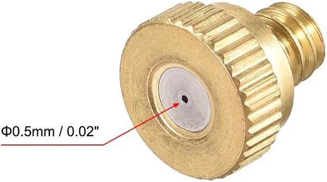 Alt view image 3 of 4 - Brass Misting Nozzle - 10/24 UNC 0.5mm Orifice Dia Replacement Heads for Outdoor Cooling System - 10 Pcs