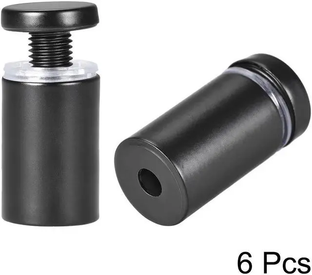 Alt view image 3 of 4 - Glass Standoff Mount Stainless Steel Wall Standoff Holder Advertising Nails 16mm Dia 32mm Length Black with Screws , 6 Pcs