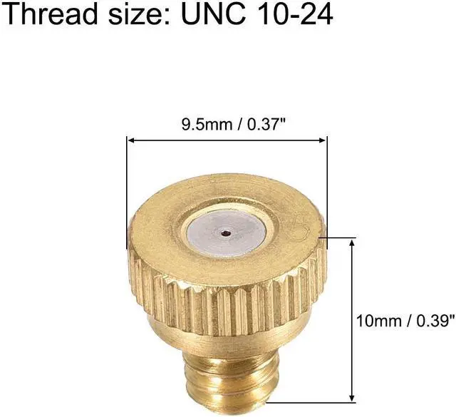 Alt view image 2 of 4 - Brass Misting Nozzle - 10/24 UNC 0.5mm Orifice Dia Replacement Heads for Outdoor Cooling System - 10 Pcs