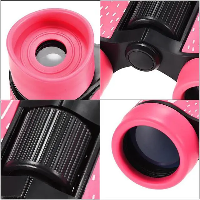 Alt view image 4 of 5 - Toy Binoculars 4X30 Compact Folding Binoculars Shockproof Pink with Neck Strap for Bird Watching Hiking Camping