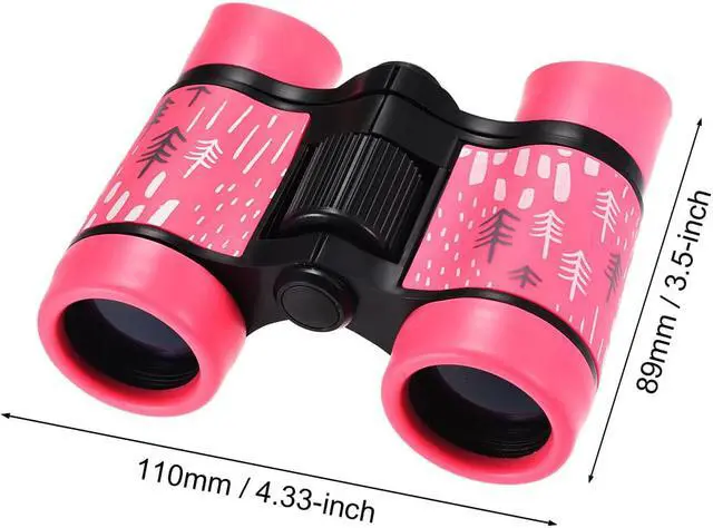 Alt view image 2 of 5 - Toy Binoculars 4X30 Compact Folding Binoculars Shockproof Pink with Neck Strap for Bird Watching Hiking Camping