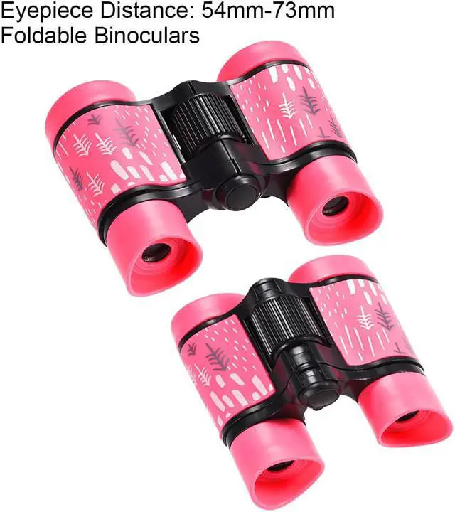 Alt view image 3 of 5 - Toy Binoculars 4X30 Compact Folding Binoculars Shockproof Pink with Neck Strap for Bird Watching Hiking Camping