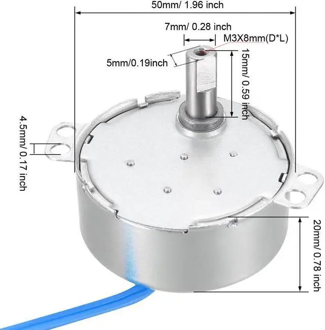 Alt view image 3 of 4 - Synchronous Motor AC 100-127V 10-12RMP 50-60Hz 4W Double Flat Shaft CW/CCW