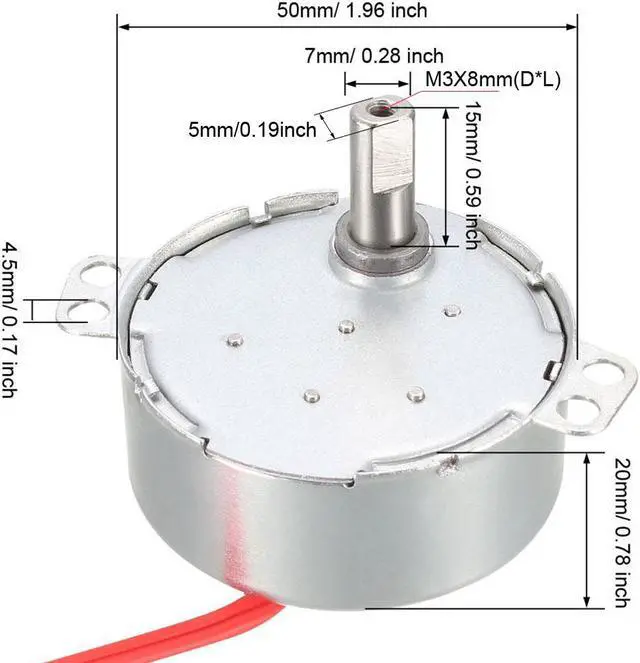 Alt view image 3 of 4 - Synchronous Motor AC 12V 10-12RMP 50-60Hz 4W Double Flat Shaft CW/CCW