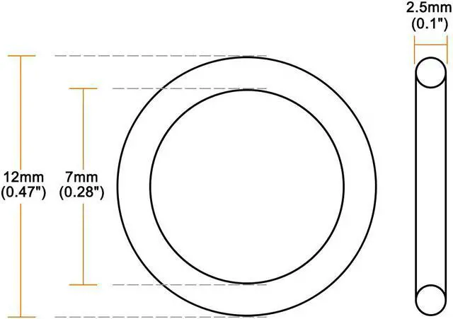 Alt view image 3 of 3 - O-Rings Nitrile Rubber 7mm Inner Diameter 12mm OD 2.5mm Width Round Seal Gasket 50 Pcs
