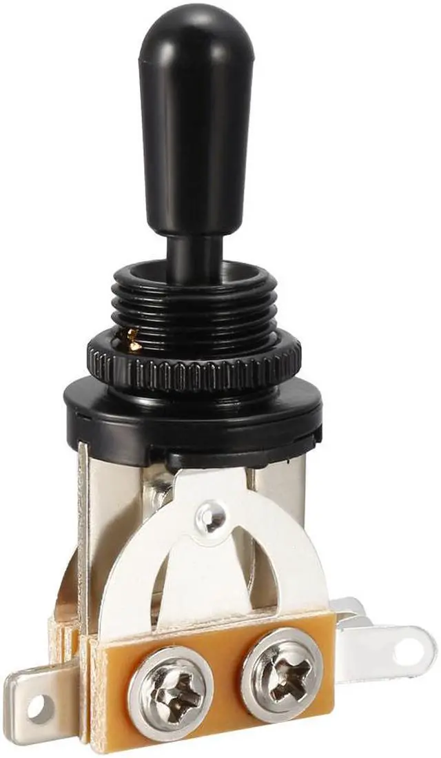 Main image of Guitar Toggle Switch Metal and Plastic 3-Way Pickup Selector Switch for Gibson Les Paul Electric Guitar - Black Plated Top with Black Tip