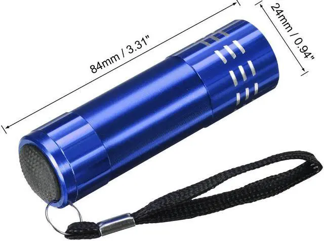 Alt view image 3 of 5 - UV Mini 9 LED Aluminum Flashlight Ultraviolet Blacklight Torch with Lanyard AAA Battery Not Included Blue