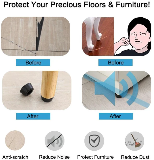 Alt view image 4 of 7 - 20pcs Rubber Feet Bumper Furniture Chair Table Sofa Amplifier Speaker Cabinet Leg Pads Floor Protector, D21x17x12mm