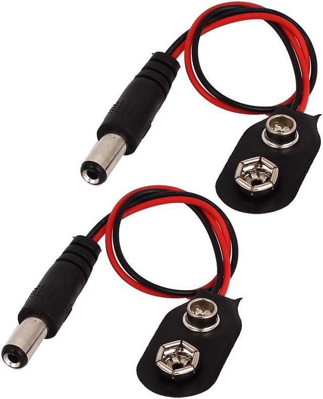 Main image of 2Pcs 5.5x2.1mm DC Male Plug 9V Battery Buckle Clip Connector Holder Cable 19cm