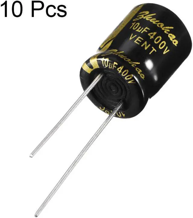 Alt view image 2 of 4 - Aluminum Radial Electrolytic Capacitor 10uF 400V Life 10 x 13 mm Black 10pcs