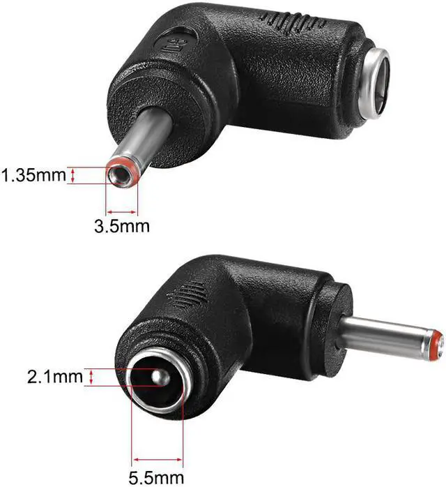 Alt view image 2 of 3 - DC Power Connector 90 Degree Right Angle 5.5mm x 2.1mm Female to 3.5mm x 1.35mm Male Coupler Adapter Converter 10Pcs
