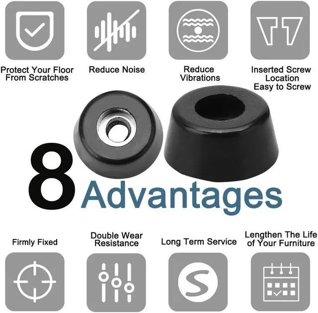 Alt view image 7 of 7 - 10pcs Rubber Feet Bumper Buffer Feet Furniture Leg Cutting Board Pads Anti-slip with Metal Washer, D17x15xH8mm