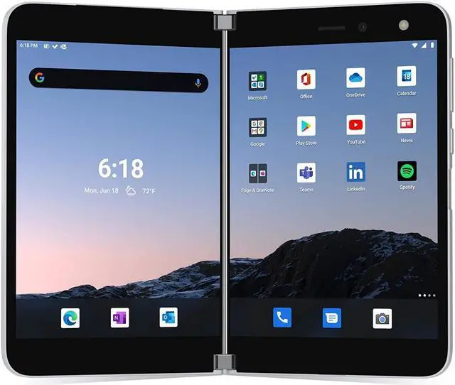 Alt view image 2 of 3 - Microsoft Surface Duo USQ-00001 4G LTE Cell Phone 8.1" Glacier 128GB 6GB RAM