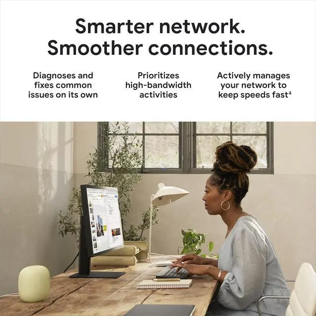 Alt view image 3 of 4 - Google Nest WiFi Pro - Wi-Fi 6E - Reliable Home Wi-Fi System with Fast Speed and Whole Home Coverage - Mesh Wi-Fi Router - 4 Pack - Snow