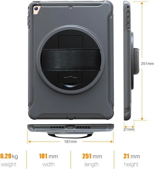 Alt view image 3 of 7 - Werleo New iPad 9.7 Inch 2017 2018 Heavy Duty Rugged Protective Cover Full-Body Protective Case with Kickstand Hand Strap for Apple Pro 9.7 / iPad Air / iPad Air 2 / iPad 9.7 iPad 5th 6th Generation
