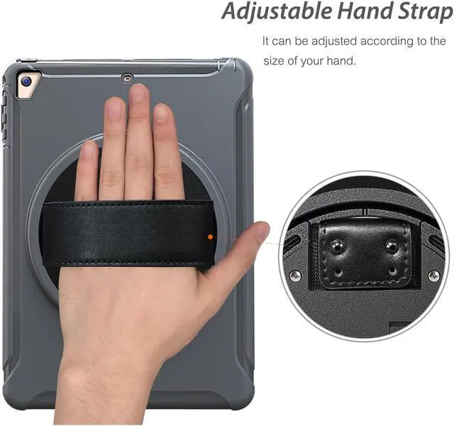 Alt view image 4 of 7 - Werleo New iPad 9.7 Inch 2017 2018 Heavy Duty Rugged Protective Cover Full-Body Protective Case with Kickstand Hand Strap for Apple Pro 9.7 / iPad Air / iPad Air 2 / iPad 9.7 iPad 5th 6th Generation