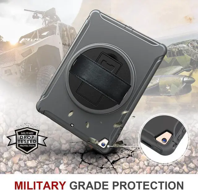 Alt view image 2 of 7 - Werleo New iPad 9.7 Inch 2017 2018 Heavy Duty Rugged Protective Cover Full-Body Protective Case with Kickstand Hand Strap for Apple Pro 9.7 / iPad Air / iPad Air 2 / iPad 9.7 iPad 5th 6th Generation