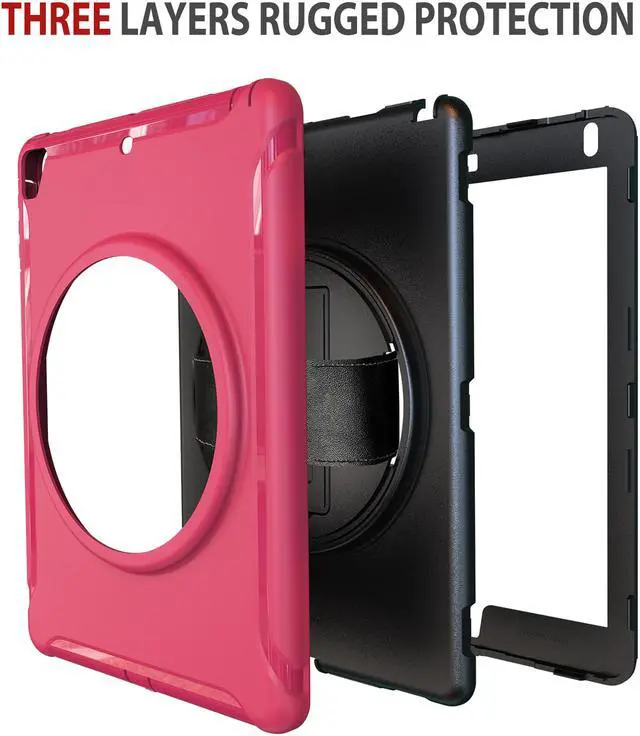 Alt view image 5 of 7 - Werleo New iPad 9.7 Inch 2017 2018 Heavy Duty Rugged Protective Cover Full-Body Protective Case with Kickstand Hand Strap for Apple Pro 9.7 / iPad Air / iPad Air 2 / iPad 9.7 iPad 5th 6th Generation