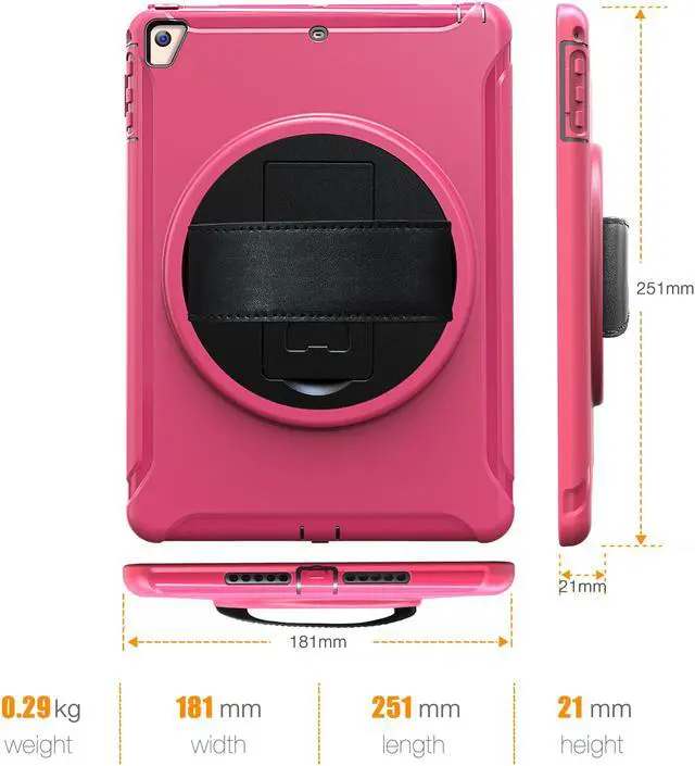 Alt view image 3 of 7 - Werleo New iPad 9.7 Inch 2017 2018 Heavy Duty Rugged Protective Cover Full-Body Protective Case with Kickstand Hand Strap for Apple Pro 9.7 / iPad Air / iPad Air 2 / iPad 9.7 iPad 5th 6th Generation