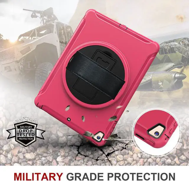 Alt view image 6 of 7 - Werleo New iPad 9.7 Inch 2017 2018 Heavy Duty Rugged Protective Cover Full-Body Protective Case with Kickstand Hand Strap for Apple Pro 9.7 / iPad Air / iPad Air 2 / iPad 9.7 iPad 5th 6th Generation